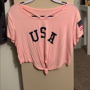 USA pink crop top